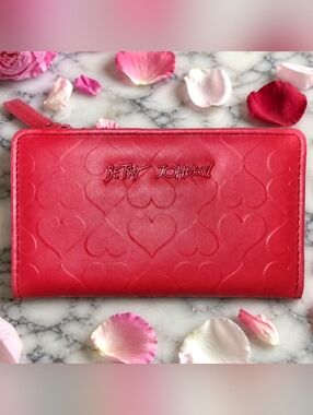Betsey Johnson Red Heart Embossed Bi-fold Wallet
